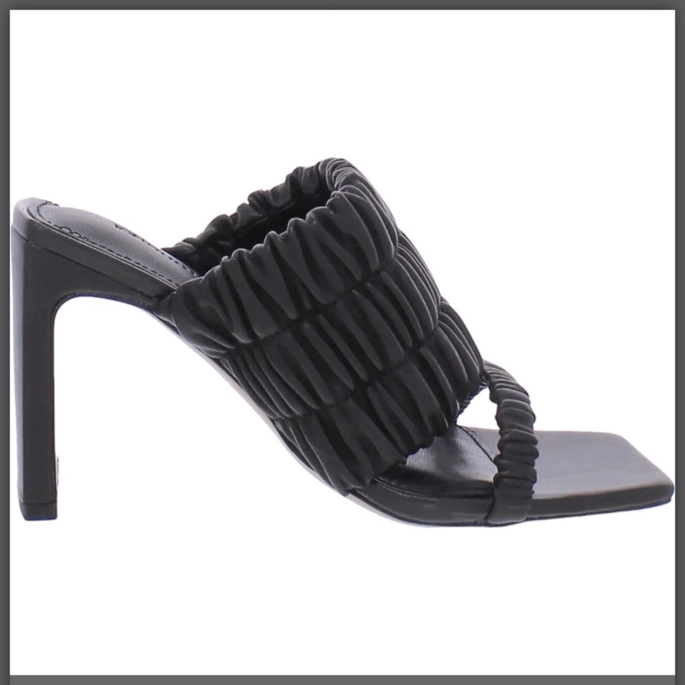 NIB [Jonathan Simkhai] Felix Black Ruched Mules Heel Women’s Sz US 8.5 / EU 39 - Picture 2 of 10